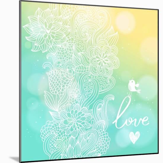 Bright Floral Background in Sunny Colors. Stylish Card with Bokeh Effect - Ideal for Wedding Design-smilewithjul-Mounted Art Print