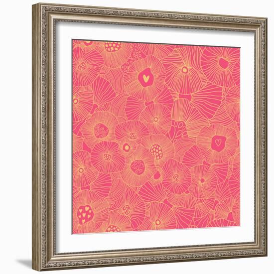 Bright Floral Pattern-smilewithjul-Framed Art Print