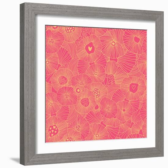 Bright Floral Pattern-smilewithjul-Framed Art Print