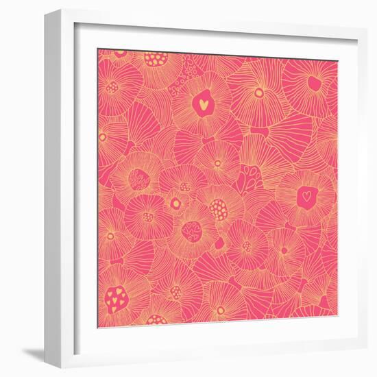 Bright Floral Pattern-smilewithjul-Framed Art Print