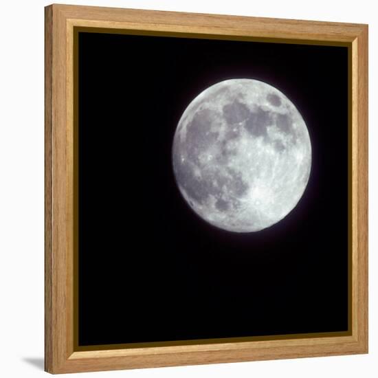 Bright Full Moon in a Black Night Sky-Janis Miglavs-Framed Premier Image Canvas