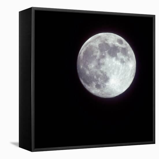 Bright Full Moon in a Black Night Sky-Janis Miglavs-Framed Premier Image Canvas