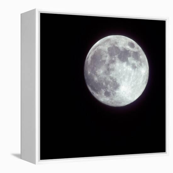 Bright Full Moon in a Black Night Sky-Janis Miglavs-Framed Premier Image Canvas