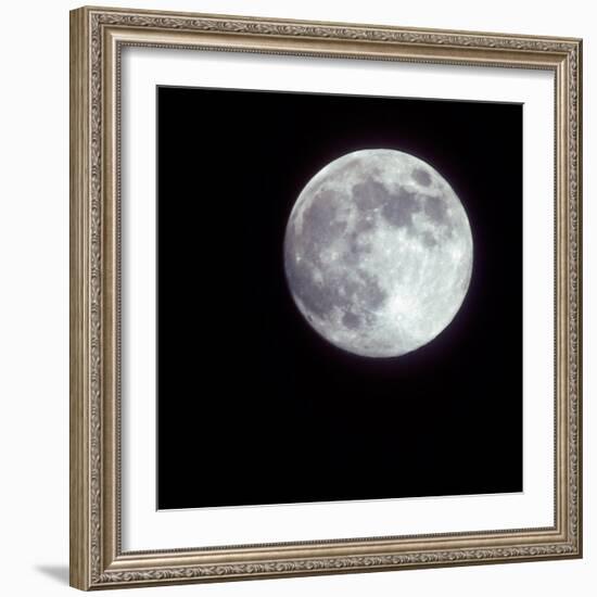 Bright Full Moon in a Black Night Sky-Janis Miglavs-Framed Photographic Print