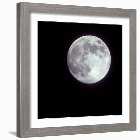 Bright Full Moon in a Black Night Sky-Janis Miglavs-Framed Photographic Print