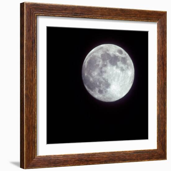 Bright Full Moon in a Black Night Sky-Janis Miglavs-Framed Photographic Print