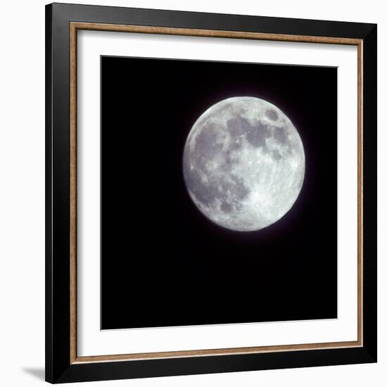 Bright Full Moon in a Black Night Sky-Janis Miglavs-Framed Photographic Print