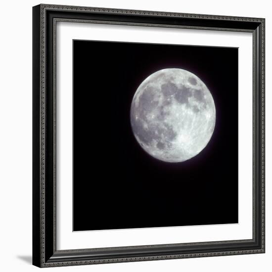 Bright Full Moon in a Black Night Sky-Janis Miglavs-Framed Photographic Print