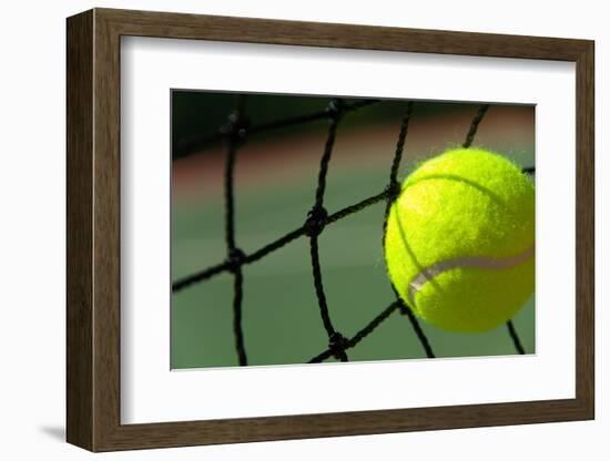 Bright Greenish, Yellow Tennis Ball on Freshly Painted Cement Court-flippo-Framed Photographic Print