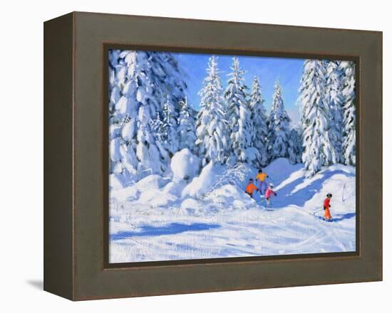 Bright Morning and Snow Covered Trees, Morzine-Andrew Macara-Framed Premier Image Canvas