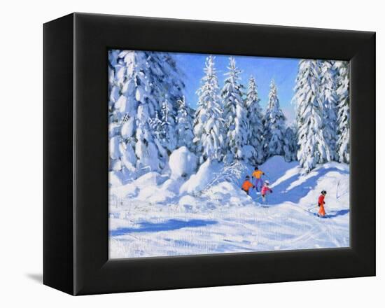 Bright Morning and Snow Covered Trees, Morzine-Andrew Macara-Framed Premier Image Canvas