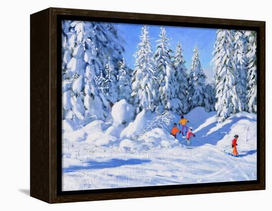 Bright Morning and Snow Covered Trees, Morzine-Andrew Macara-Framed Premier Image Canvas