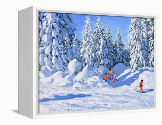 Bright Morning and Snow Covered Trees, Morzine-Andrew Macara-Framed Premier Image Canvas