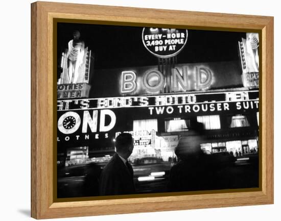 Bright Neon Lights of Bond's Clothing Store-Lisa Larsen-Framed Premier Image Canvas