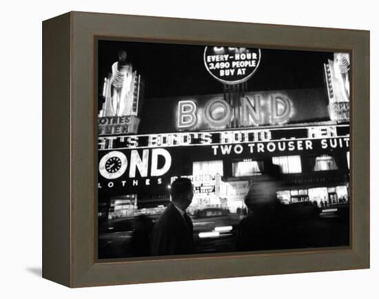 Bright Neon Lights of Bond's Clothing Store-Lisa Larsen-Framed Premier Image Canvas