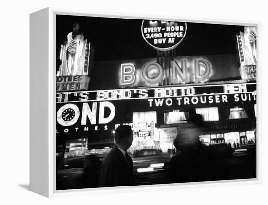 Bright Neon Lights of Bond's Clothing Store-Lisa Larsen-Framed Premier Image Canvas