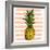 Bright Pineapple on Striped Background-mart_m-Framed Art Print