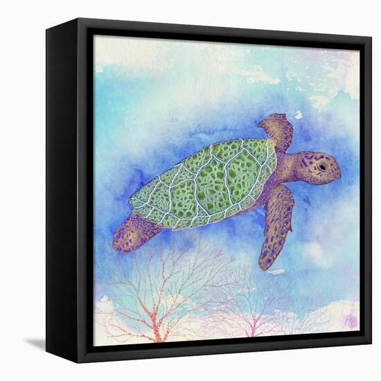 Bright Sea turtle-Kimberly Glover-Framed Premier Image Canvas