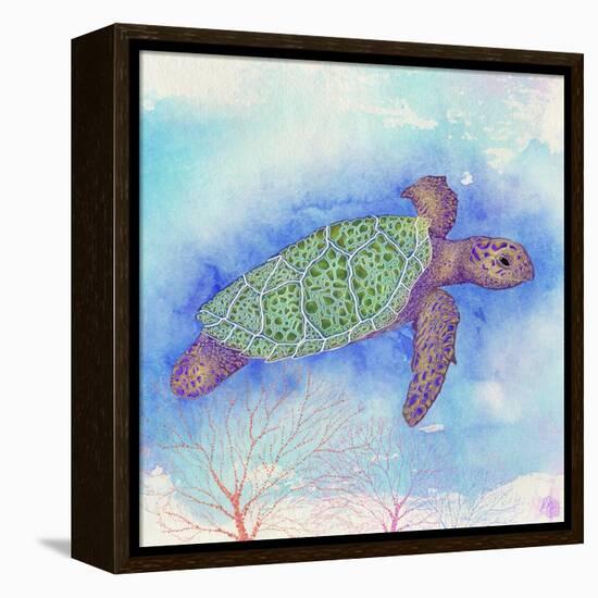 Bright Sea turtle-Kimberly Glover-Framed Premier Image Canvas