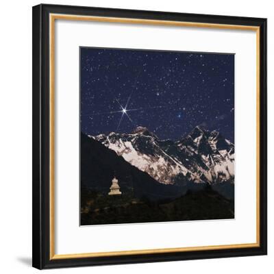 Framed Print Brilliant White Snow Lion in the Himalayan Mountains Picture