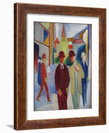 Bright street with people. 1914-August Macke-Framed Giclee Print