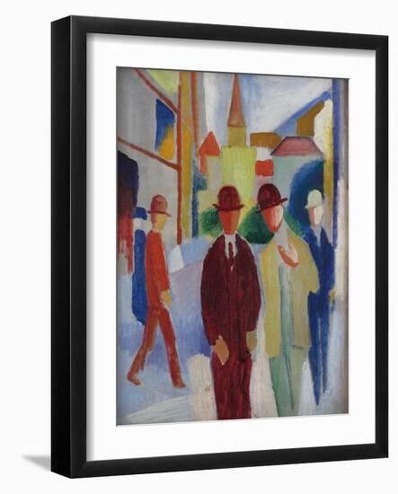 Bright street with people. 1914-August Macke-Framed Giclee Print