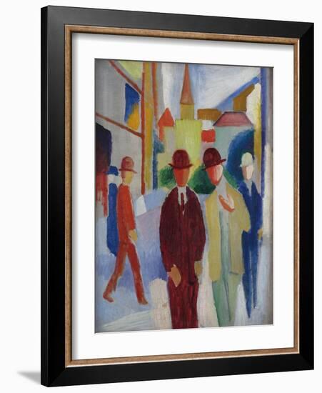 Bright street with people. 1914-August Macke-Framed Giclee Print