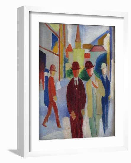 Bright street with people. 1914-August Macke-Framed Giclee Print