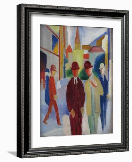 Bright street with people. 1914-August Macke-Framed Giclee Print