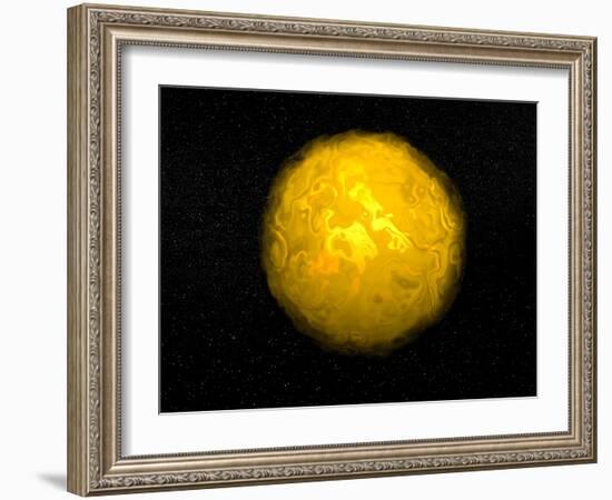 Bright Sun Shining in the Universe with Starry Background-null-Framed Art Print