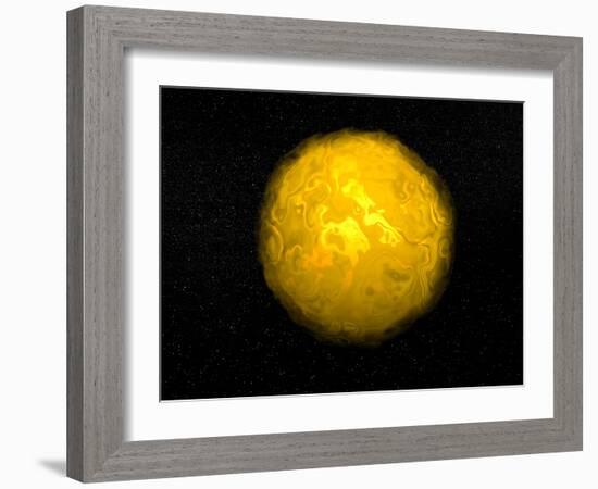 Bright Sun Shining in the Universe with Starry Background-null-Framed Art Print