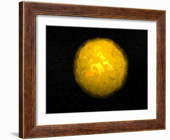 Bright Sun Shining in the Universe with Starry Background-null-Framed Art Print