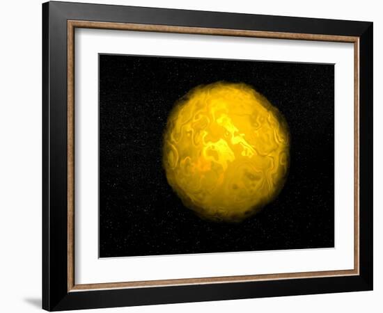 Bright Sun Shining in the Universe with Starry Background-null-Framed Art Print