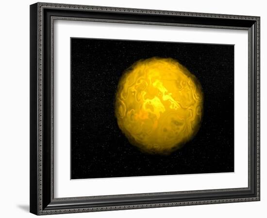 Bright Sun Shining in the Universe with Starry Background-null-Framed Art Print