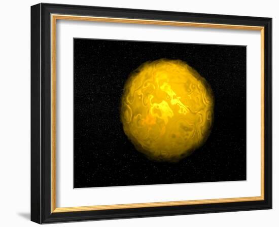 Bright Sun Shining in the Universe with Starry Background-null-Framed Art Print