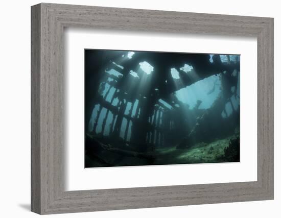 Bright Sunlight Pierces a Shallow World War Ii Shipwreck-Stocktrek Images-Framed Photographic Print