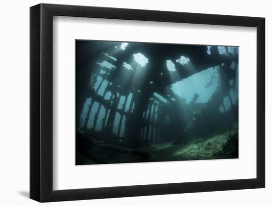 Bright Sunlight Pierces a Shallow World War Ii Shipwreck-Stocktrek Images-Framed Photographic Print