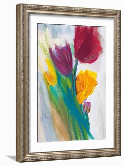 Bright Tulip Bunch II-Karen Lorena Parker-Framed Art Print