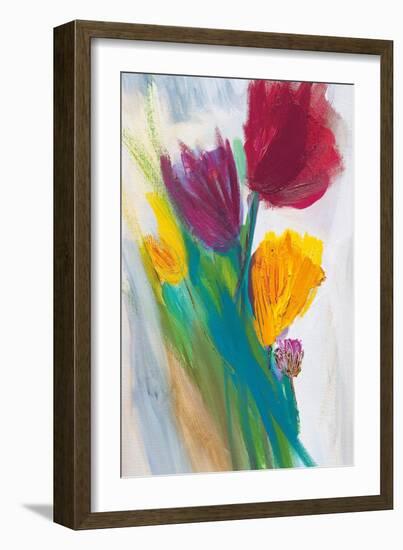 Bright Tulip Bunch II-Karen Lorena Parker-Framed Art Print