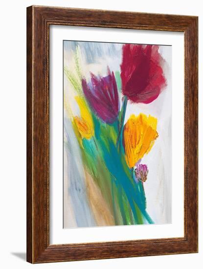 Bright Tulip Bunch II-Karen Lorena Parker-Framed Art Print