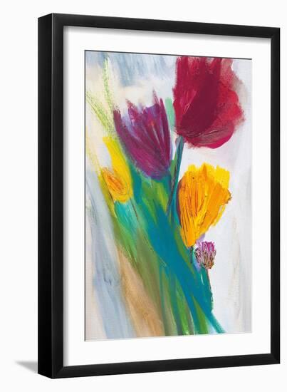 Bright Tulip Bunch II-Karen Lorena Parker-Framed Art Print