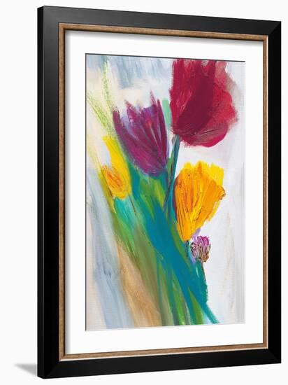 Bright Tulip Bunch II-Karen Lorena Parker-Framed Art Print