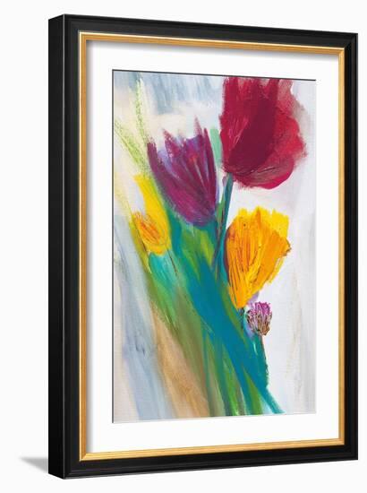 Bright Tulip Bunch II-Karen Lorena Parker-Framed Art Print