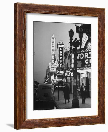 Brightly Lit Casinos Lining the Street-Peter Stackpole-Framed Photographic Print