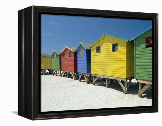 Brightly Painted Beach Bathing Huts at False Bay, Muizenburg, Cape Town, South Africa-Gavin Hellier-Framed Premier Image Canvas