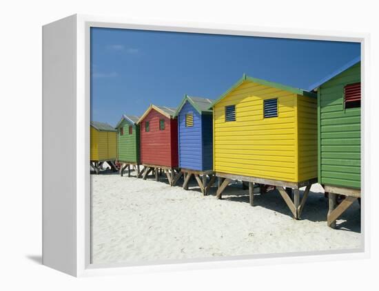 Brightly Painted Beach Bathing Huts at False Bay, Muizenburg, Cape Town, South Africa-Gavin Hellier-Framed Premier Image Canvas