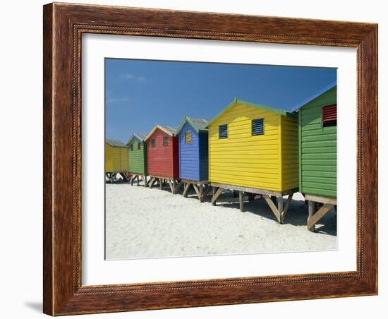 Brightly Painted Beach Bathing Huts at False Bay, Muizenburg, Cape Town, South Africa-Gavin Hellier-Framed Photographic Print