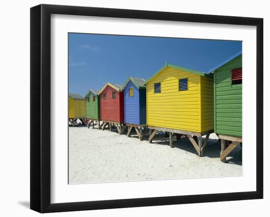 Brightly Painted Beach Bathing Huts at False Bay, Muizenburg, Cape Town, South Africa-Gavin Hellier-Framed Photographic Print