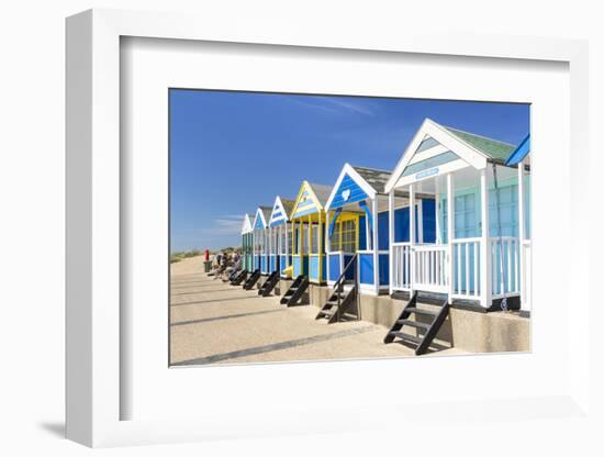 Brightly painted beach huts, Southwold Beach, North Parade, Southwold, Suffolk, England-Neale Clark-Framed Photographic Print