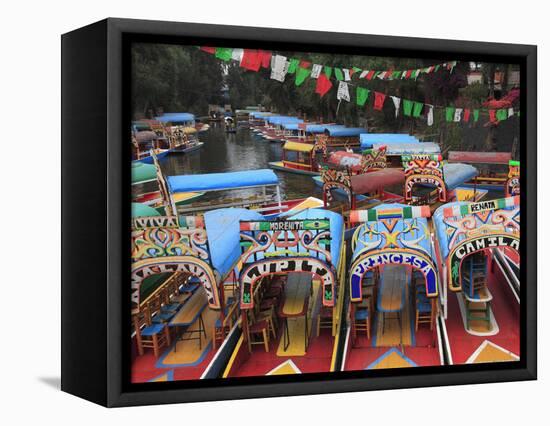 Brightly Painted Boats, Xochimilco, Trajinera, Floating Gardens, Canals, UNESCO World Heritage Site-Wendy Connett-Framed Premier Image Canvas